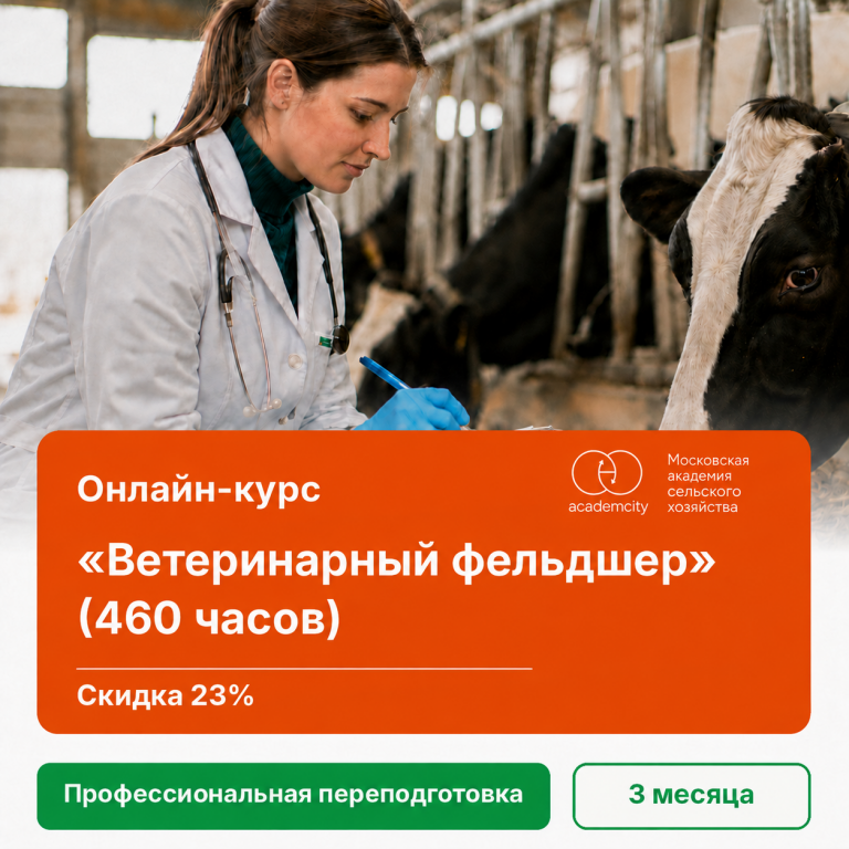 Онлайн-курс «Ветеринарный фельдшер» (460 часов)